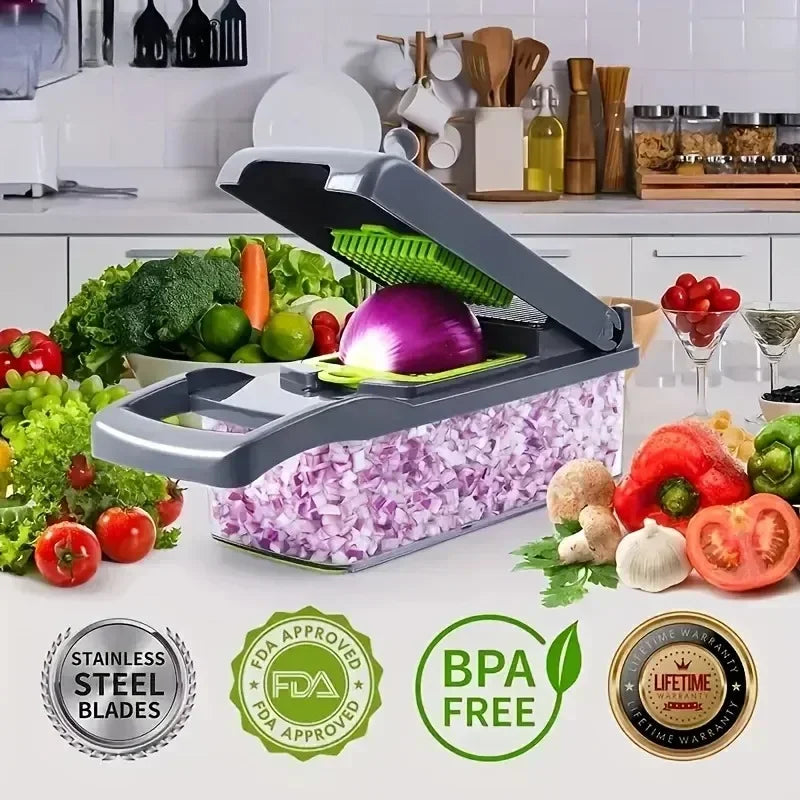 14/16-in-1 Multifunctional Vegetable Chopper, Onion Chopper, Handle, Food Grater, Food Chopper, Kitchen Vegetable Slicer, Dicer Cutter