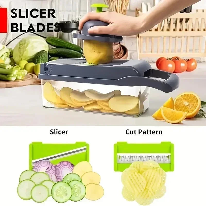 14/16-in-1 Multifunctional Vegetable Chopper, Onion Chopper, Handle, Food Grater, Food Chopper, Kitchen Vegetable Slicer, Dicer Cutter