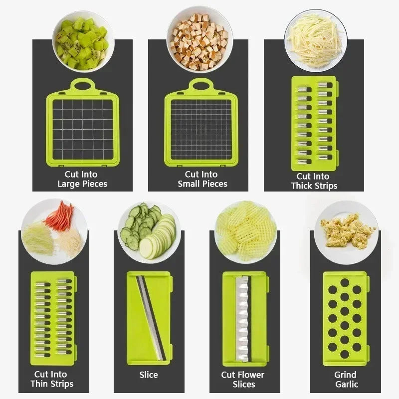 14/16-in-1 Multifunctional Vegetable Chopper, Onion Chopper, Handle, Food Grater, Food Chopper, Kitchen Vegetable Slicer, Dicer Cutter